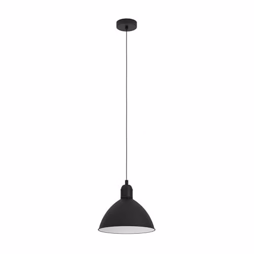 Eglo Priddy Black Metal Dome Suspended Pendant Light