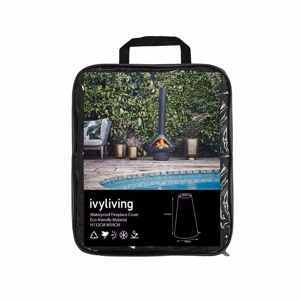 Ivyline Waterproof Fireplace Cover in Grey, H: 132 cm, W: 59 cm, D: 59 cm – 2