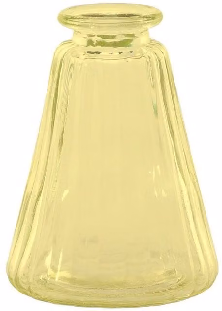 Kingsbury Gifts Pyramid Glass Bud Vase, Yellow, H 10 cm x W 7.5 cm x D 7.5 cm