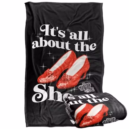 Warner Bros. The Wizard Of Oz All About The Shoes Super Soft Silky Touch Fleece Throw Blanket, Multicolour, W/D/H: 91 x 147 cm – 1
