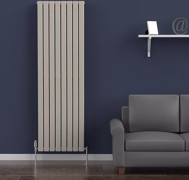 Lux Heat Flat Coloured Vertical Steel Radiator in Dune Grey, H 180 cm x W 56 cm