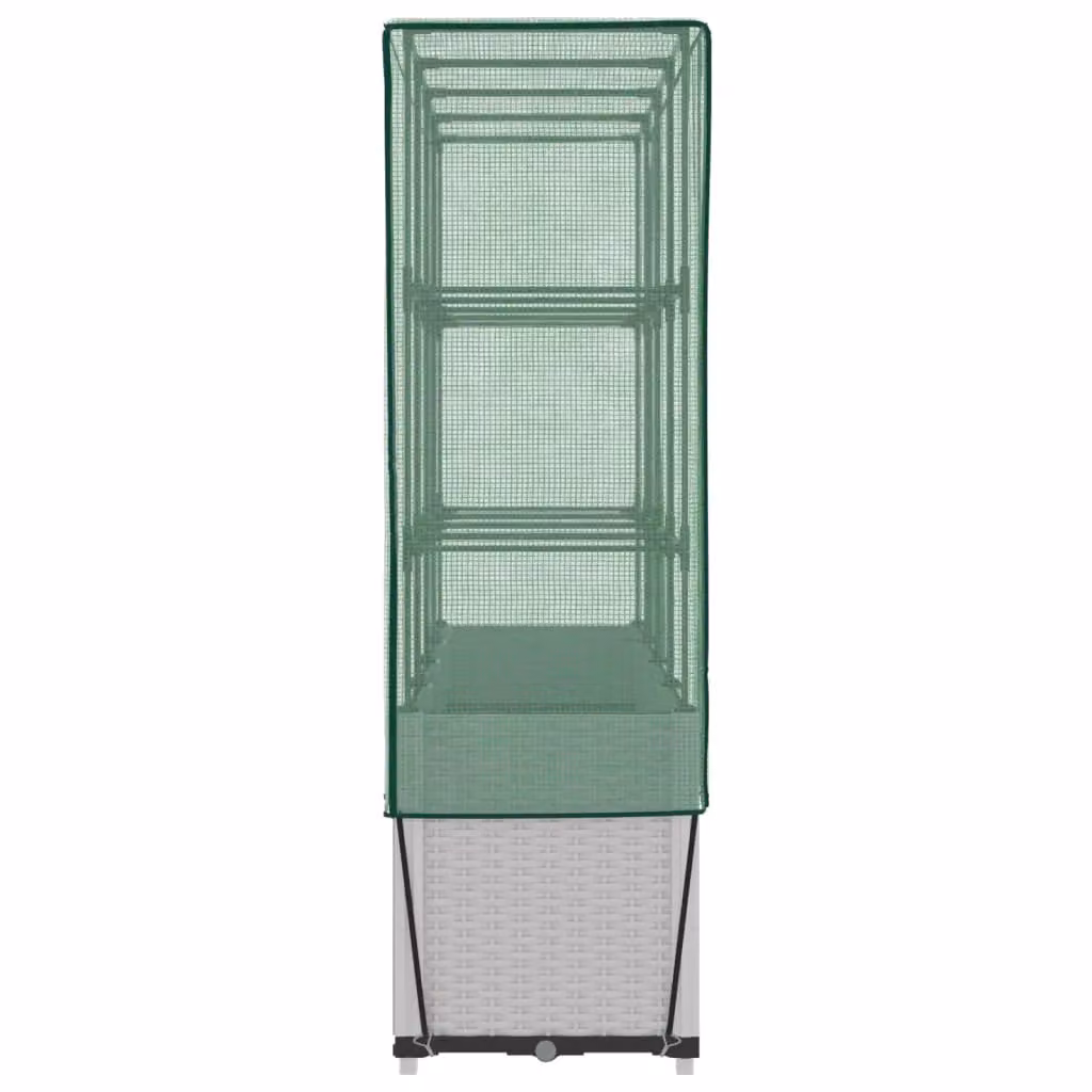 Berkfield Home Raised Bed with Greenhouse Cover in White Rattan Look, W/D/H: 160 x 40 x 153 cm – 2