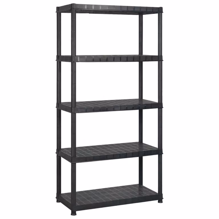 Berkfield Home 5-Tier Plastic Storage Shelf, Black, W/D/H: 255 x 40 x 185 cm