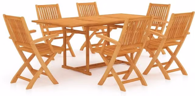 Berkfield Home 7 Piece Garden Dining Set in Brown Solid Teak Wood