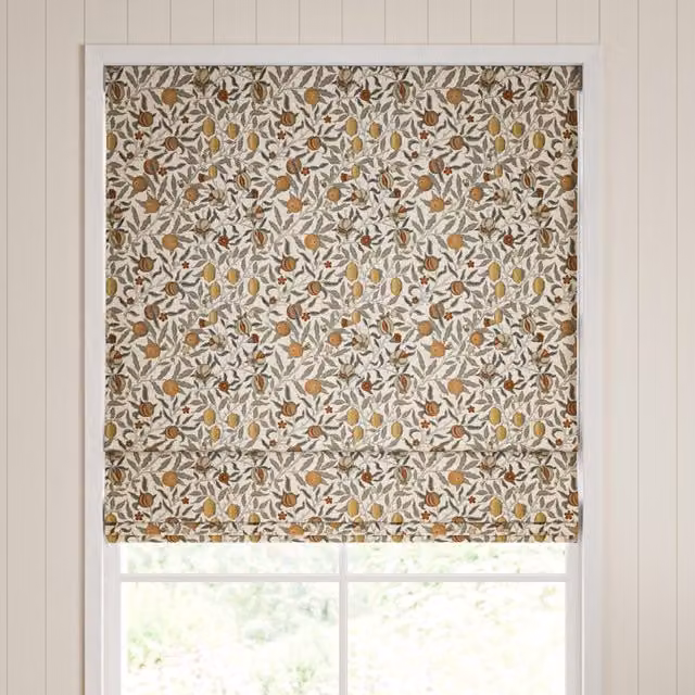 William Morris Fruit Made To Measure Roman Blind in Multicolour Floral Flax