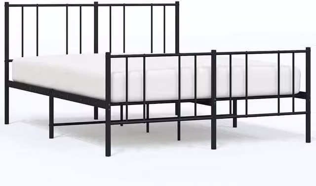 Berkfield Home Metal Bed Frame with Headboard and Footboard, Black, W/D/H: 160 x 200 cm – 1