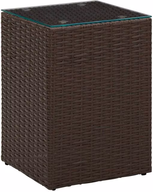Berkfield Home Set of 3 Brown Poly Rattan Side Tables with Glass Tops – 1