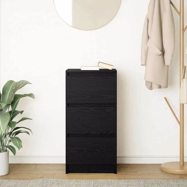 Berkfield Home Black Oak Sideboard in Matt MDF, W/D/H: 37.5 x 35 x 76 cm – 1