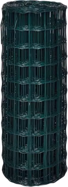 Berkfield Home Beautiful Euro Fence Green PVC-Coated Steel, W: 25 m, H: 2.2 m