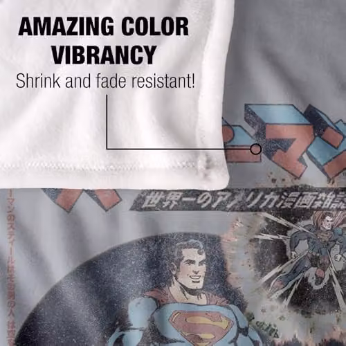 Warner Bros. Superman Retro Japanese Silky Touch Super Soft Fleece Throw Blanket, Multicolour – 3