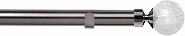 New Edge Blinds 28mm Metal Eyelet Curtain Pole Set with Crash Finial in Grey, Width: 390 cm