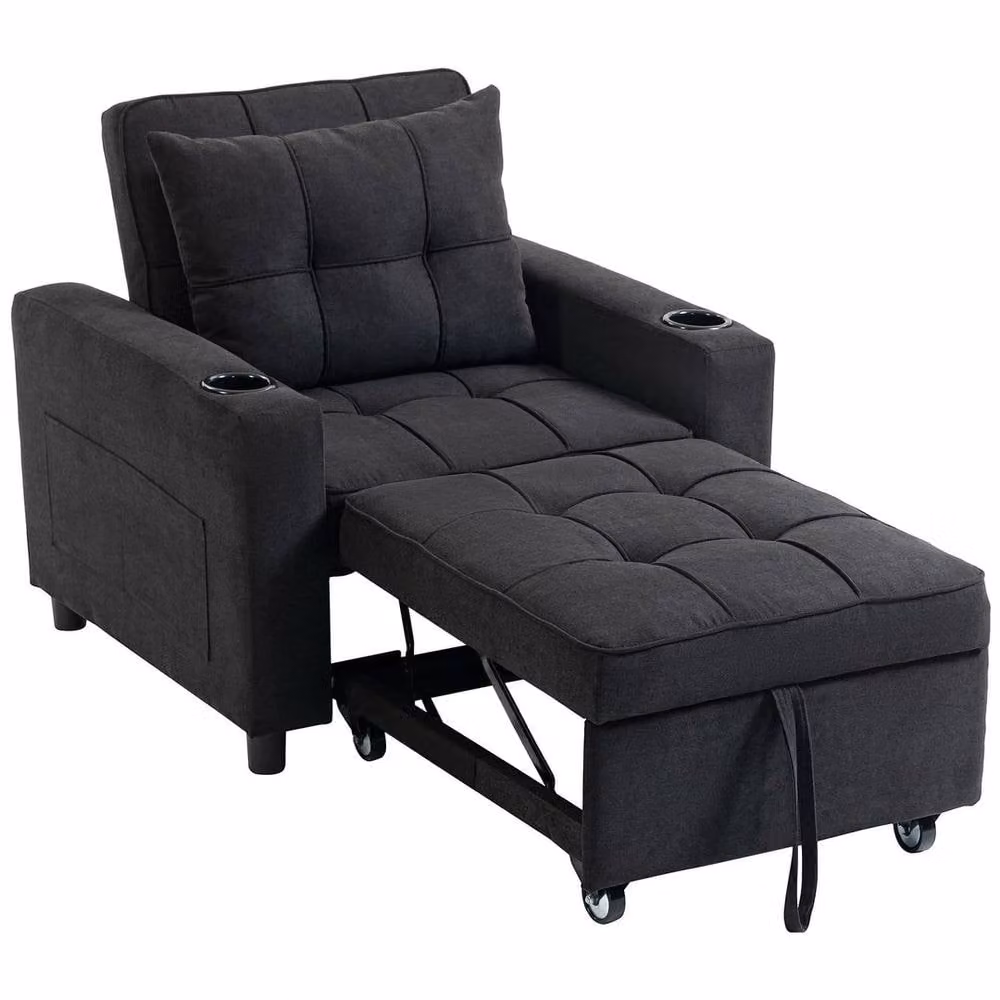 FORGEVIO 3-in-1 Convertible Sofa Bed and Sleeper Chair in Black Fabric – 5