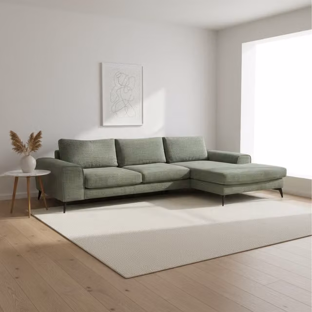 Abakus Direct Venice Chenille Right-Hand Corner Sofa in Sage Green