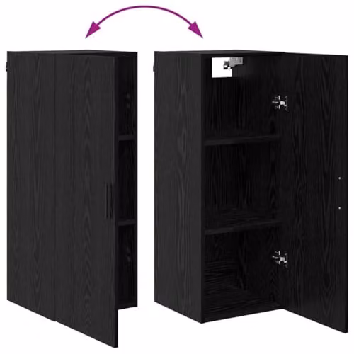 vidaXL Modern Tall Unit in Black Oak with Hinged Doors and 3 Drawers, W/D/H: 34.5 x 34 x 180 cm – 3
