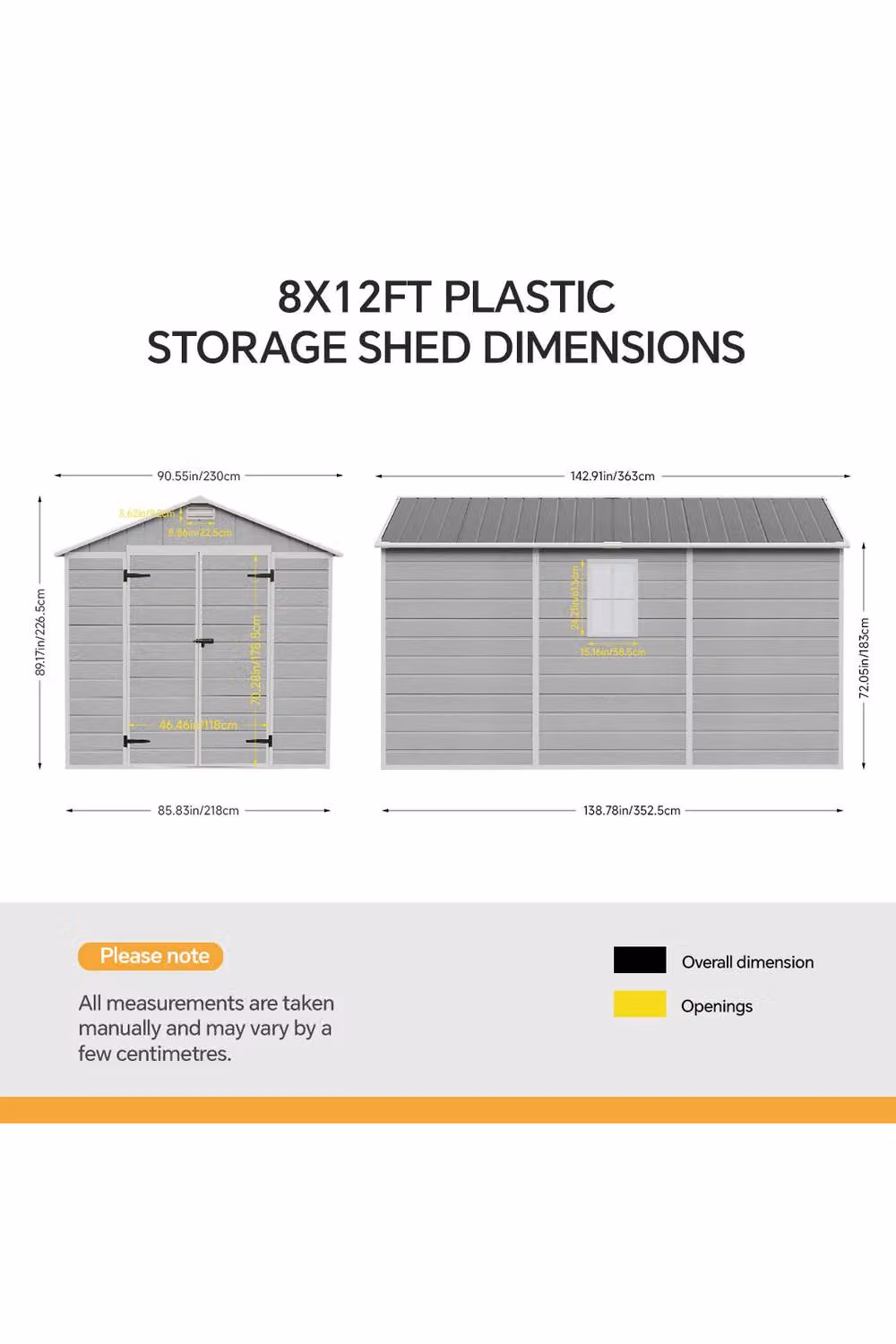Living and Home Grey Outdoor Aluminium and PP Storage Shed with Double Doors and Gable Roof – 4