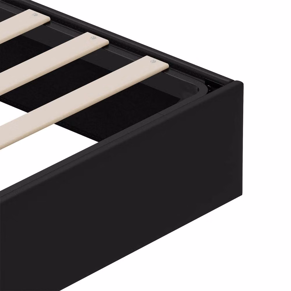 Berkfield Home Black Faux Leather King Size Ottoman Bed Frame with Lift Up Base – 4