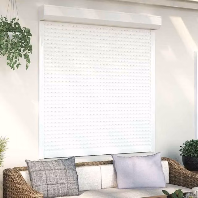 Berkfield Home Manual Aluminium Roller Shutter, White, W: 140 cm, H: 150 cm