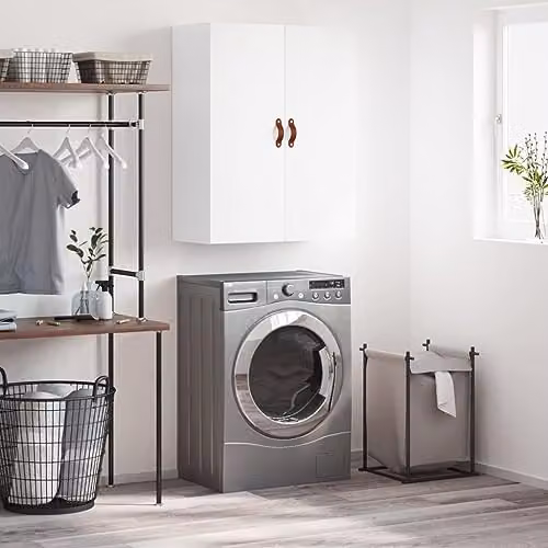 vidaXL Modern Wall Mounted Cabinet in White with Hinged Doors and Internal Shelves W/D/H: 69.5 x 34 x 90 cm – 2