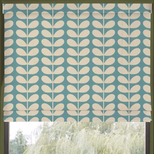 Orla Kiely Solid Stem Made to Measure Blackout Roman Blind in Duckegg Blue