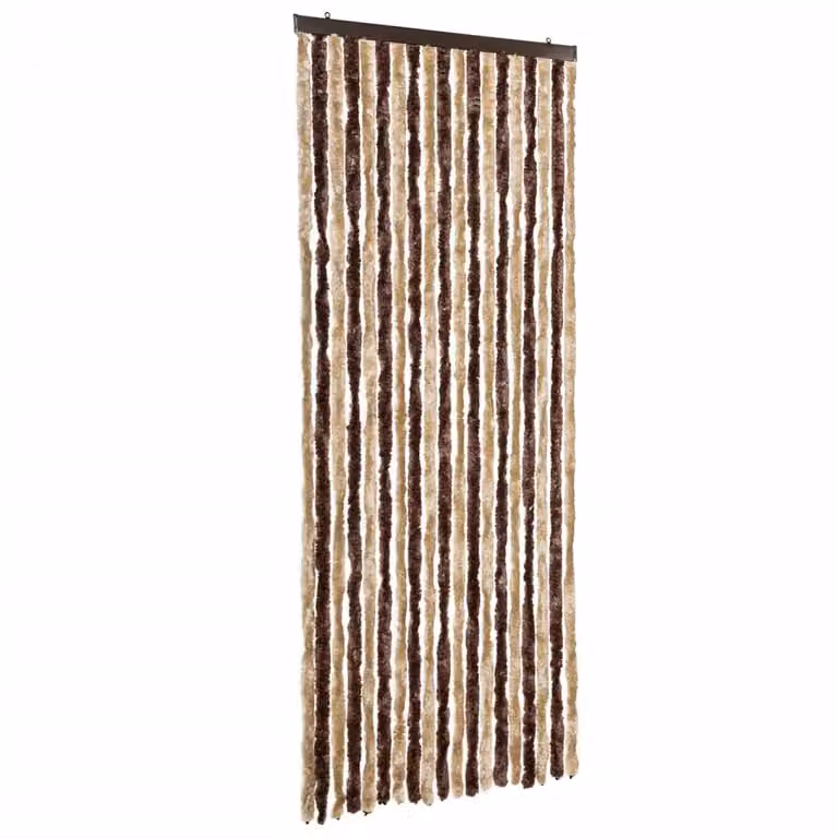 Berkfield Home Chenille Insect Curtain in Beige and Brown Striped, W: 56 cm, H: 185 cm