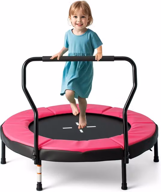 Costway Pink Mini Outdoor Fitness Trampoline with Weatherproof UV Protection