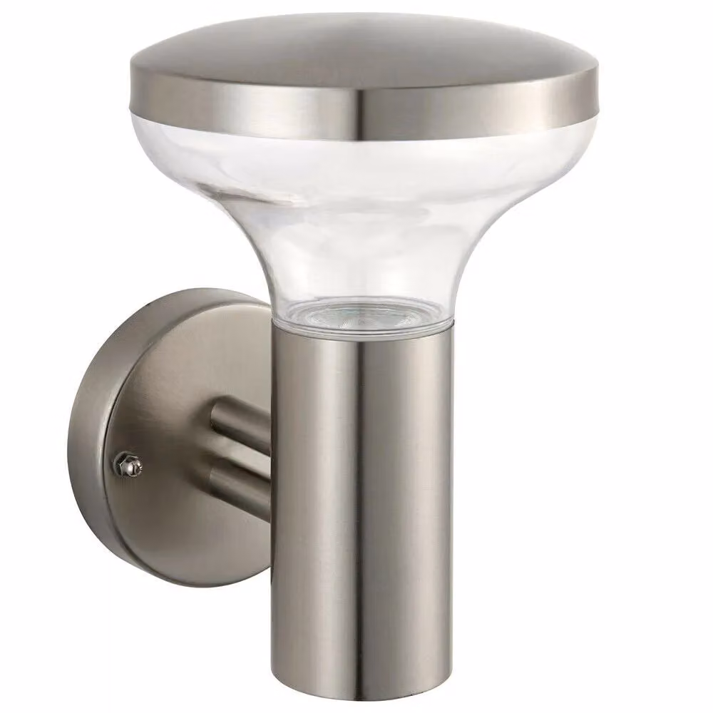 Loops 2 Pack IP44 Outdoor LED Wall Light in Silver Stainless Steel with Cool White Light – 2