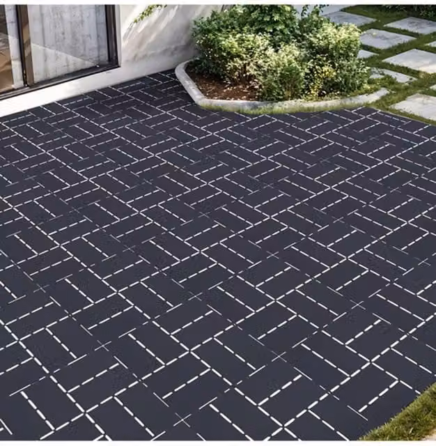 Living and Home 10-Piece Plastic Mosaic Parquet Effect Interlocking Floor Deck Tiles in Anthracite Grey