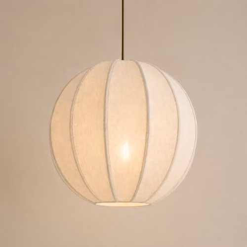 CGC Lighting Anica Round Fabric Lampshade in Beige and White