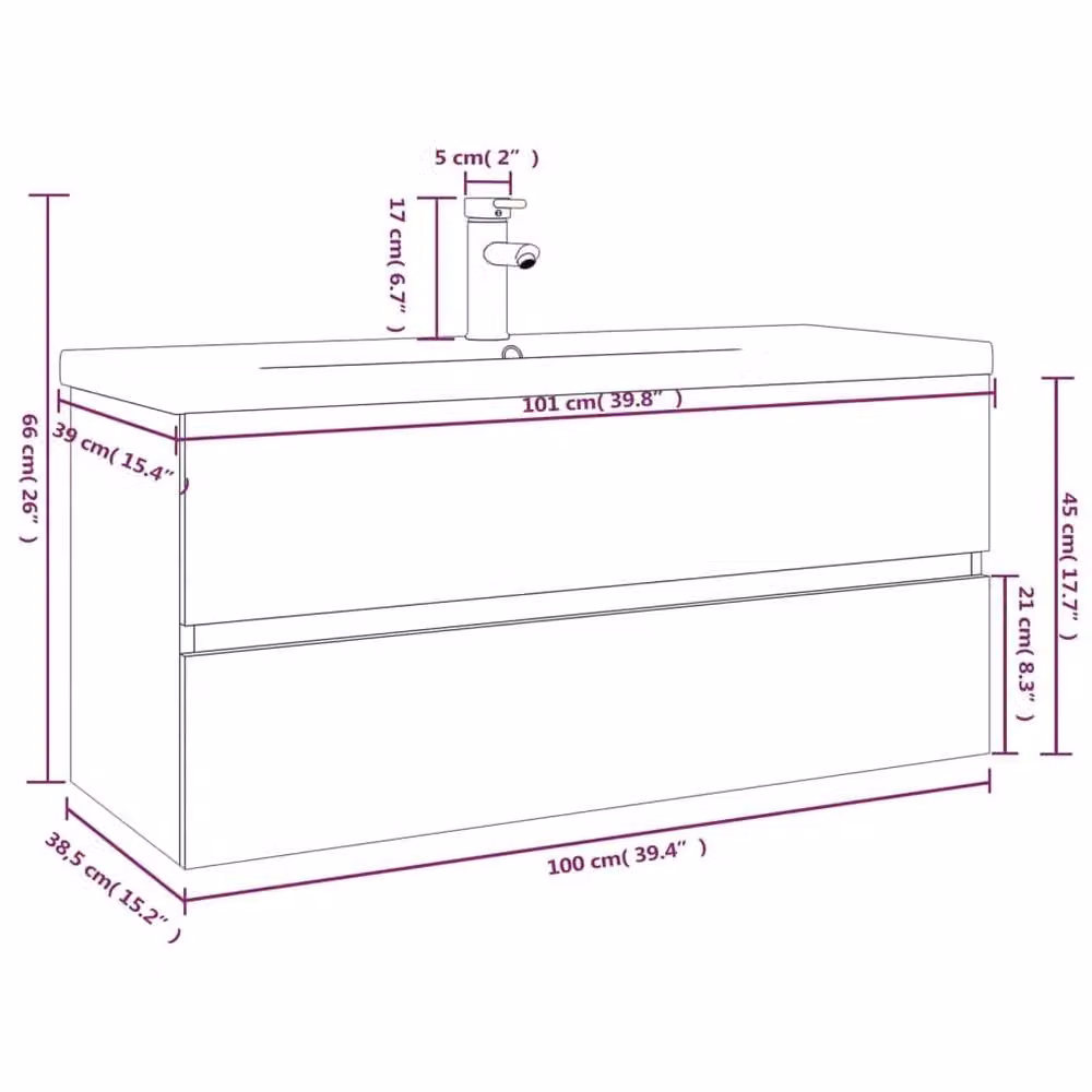 Berkfield Home Sink Cabinet with Built-in Basin in Smoked Oak Brown Engineered Wood – 2