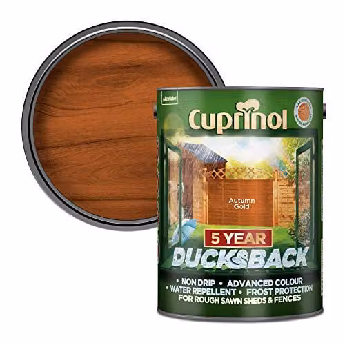 Cuprinol Ducksback Shed and Fence Paint, Autumn Gold, 5L – 1