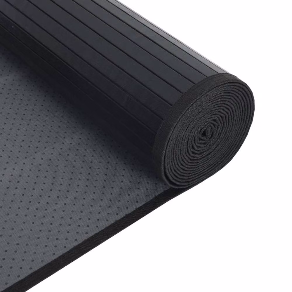 Berkfield Home Rectangular Bamboo Rug in Black, W: 100 cm, L: 1000 cm – 2