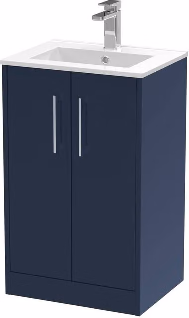 Balterley Winshill Contemporary 2 Door Freestanding Bathroom Vanity Unit in Matt Blue, W: 50 cm, H: 82.1 cm – 1