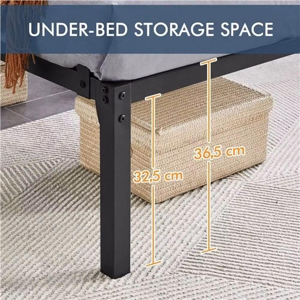 Kelvenix Minimalist Metal Platform Bed Frame in Black, W/D/H: 90 x 190 cm – 4