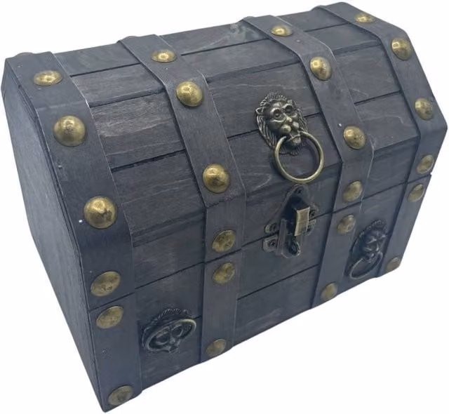 KDMD Large Grey Vintage Wood Treasure Chest Storage Box