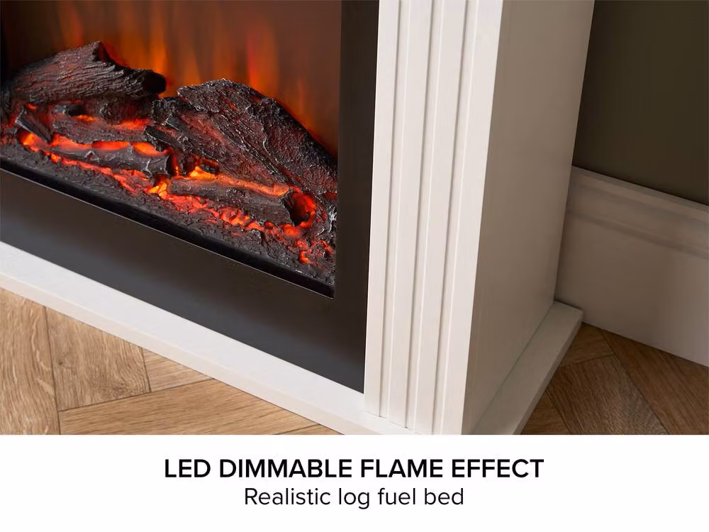 Sureflame Henlow 27 Inch Electric Fireplace Suite in White – 3