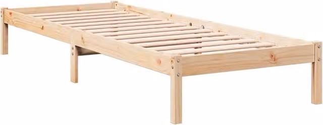 Berkfield Home Decorative Extra Long Solid Wood Bed Frame in Beige, W/D/H: 100 x 210 x 31 cm – 1