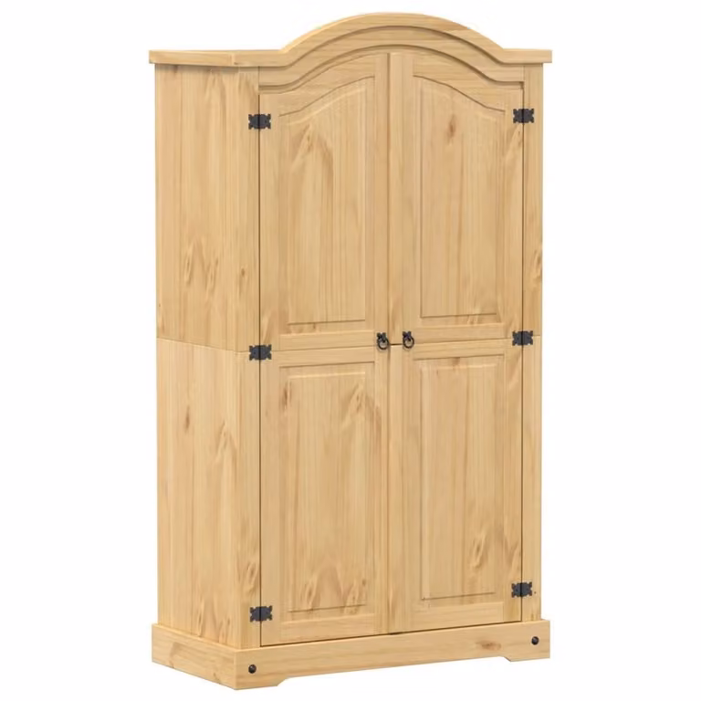 Berkfield Home Corona Wardrobe in Brown Solid Pine, W/D/H: 102 x 52 x 186 cm