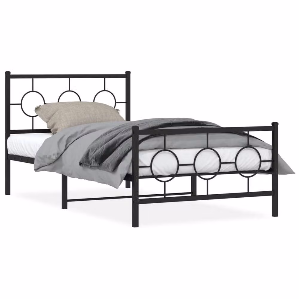 Berkfield Home Metal Bed Frame with Footboard, Black, W/D/H: 100 x 200 cm – 2