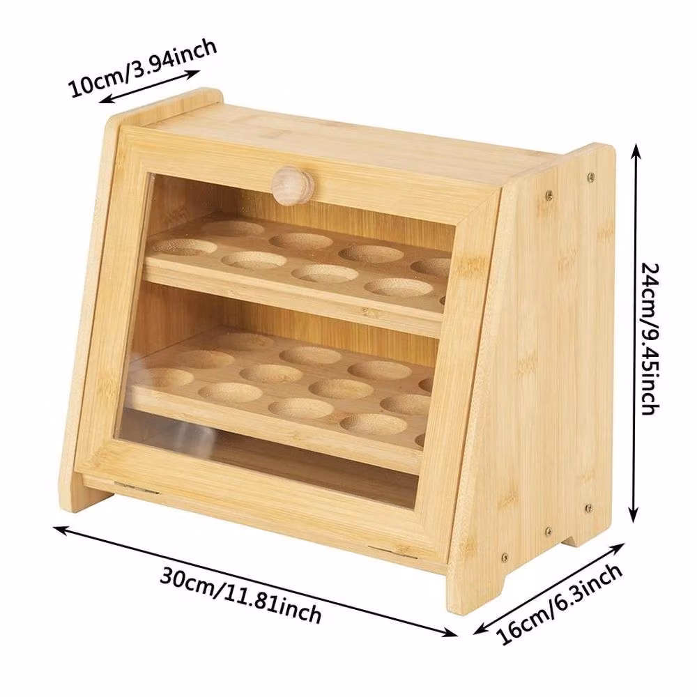 PAWNORA 3 Tier Wooden Egg Holder Storage Rack for 25 Eggs in Beige – 2