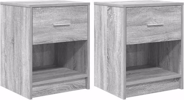 Berkfield Home Set of 2 Bedside Cabinets with Drawer in Grey Sonoma, W/D/H: 40 x 34 x 50 cm