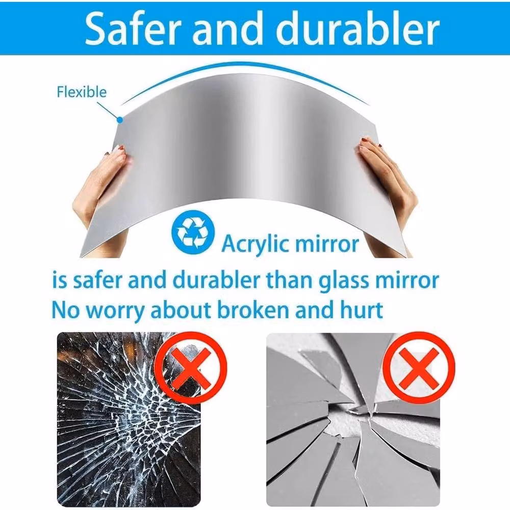 FLAVORA 4-Piece Set of Adhesive Flexible Silver Mirror Sheets – 2