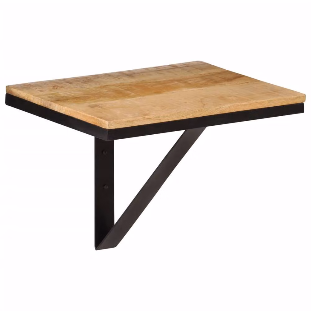 Berkfield Home Wall Shelf in Brown Solid Mango Wood and Iron, W/D/H: 40 x 30 x 32 cm – 2
