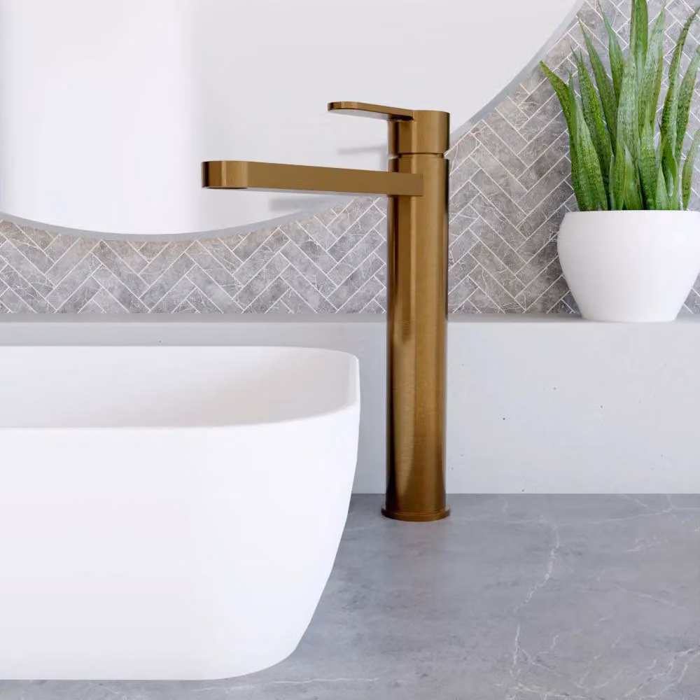 Balterley Pride Round High-Rise Mono Basin Mixer Tap in Brushed Bronze Brown – 2