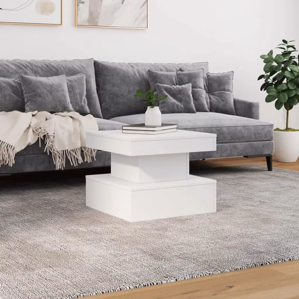 Berkfield Home Modern White Square Coffee Table with LED Lights W/D/H: 50 x 50 x 40 cm – 3
