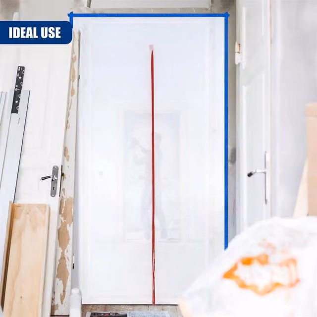 EONLION Reusable White PVC Door Dust Barrier Film with Zip, Width: 100 cm