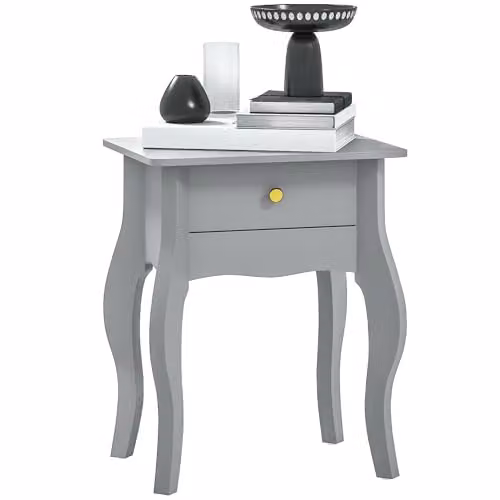 HOMCOM French Style Side Table with Drawer, Grey, W/D/H: 35 x 45 x 55 cm – 1