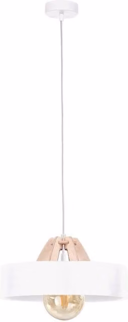 Netlighting Bossi Dome Pendant Ceiling Light in Natural Wood and White, Diameter: 30 cm, 1x E27