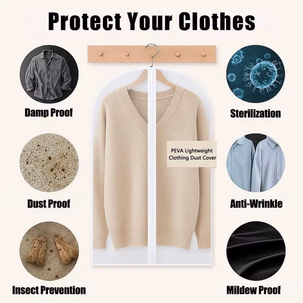 NESTLUNE 10-Piece Clear Zip-Up Hanging Garment Bags for Dresses and Coats – 4