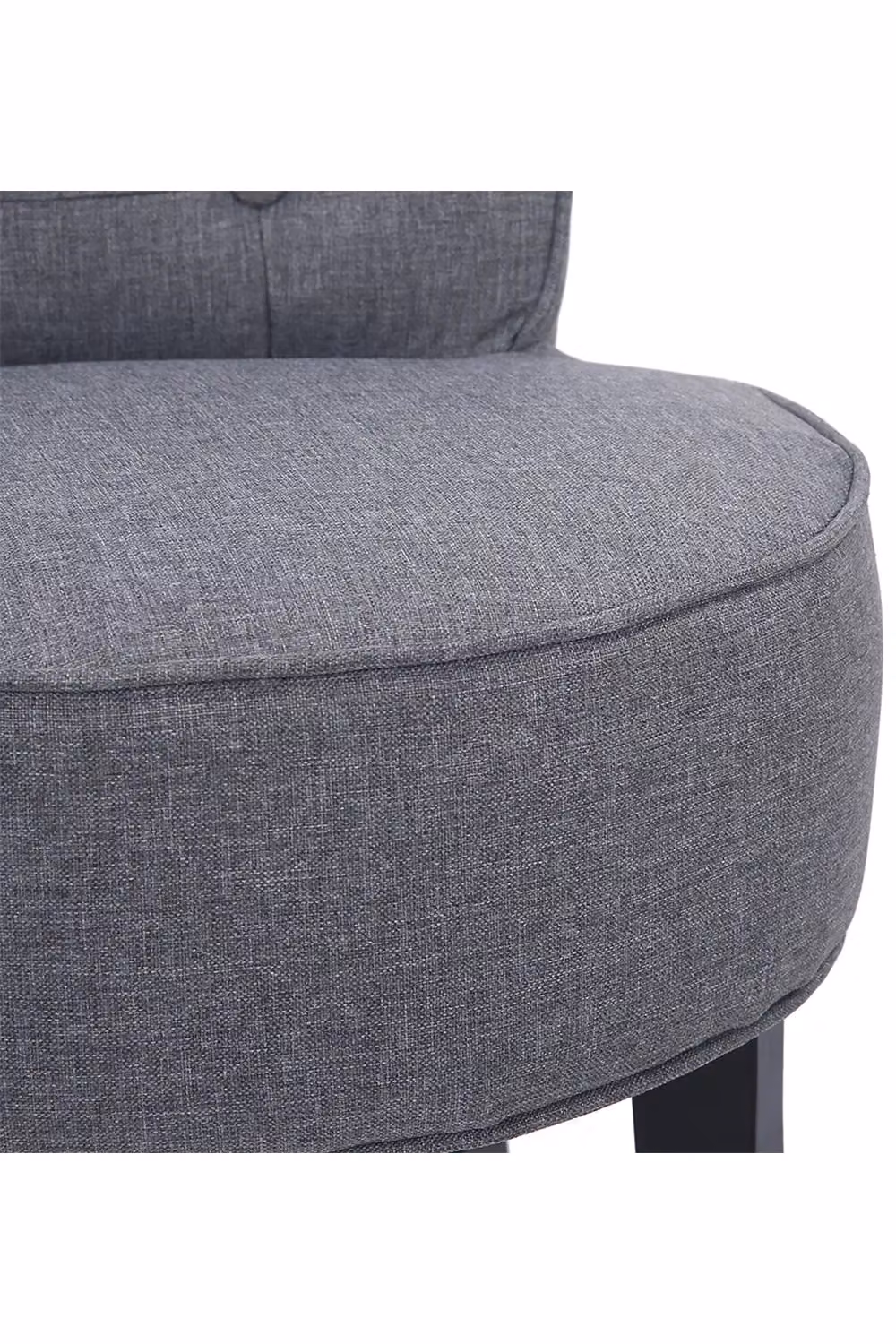 H&O Direct Modern Upholstered Fabric Vanity Stool with Rubberwood Frame in Grey and Black – 3