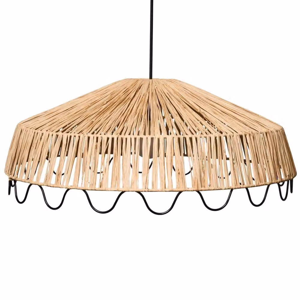 Wyld and Coco Natural Beige Handwoven Rattan Pendant Lamp Boho Suspended Ceiling Light – 2